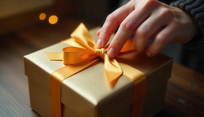 Gift unwrapping celebration home photography cozy atmosphere close-up surprise element