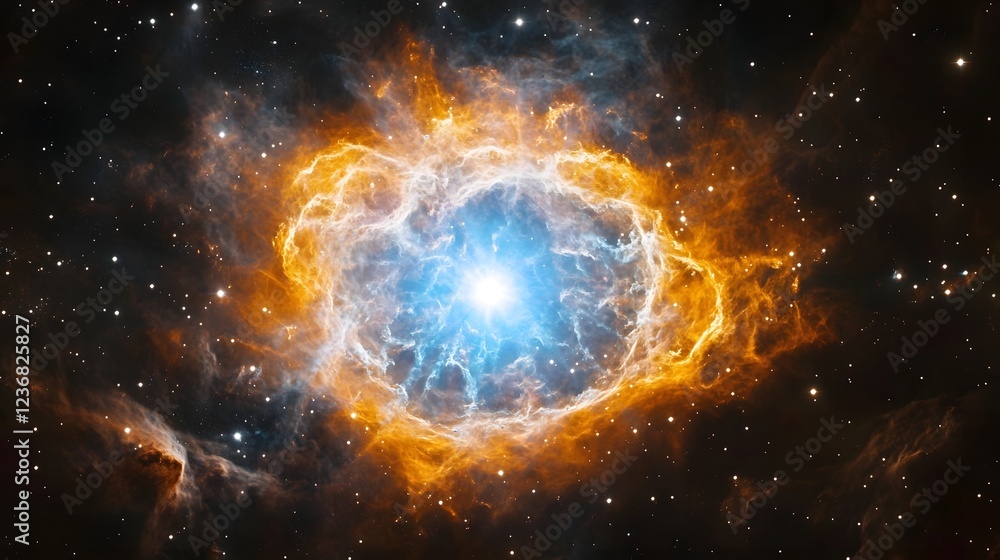 Poster captivating image showcasing a breathtaking cosmic explosion with swirling flames of energy and ligh