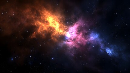 Naklejka premium Captivating image showcasing a dramatic cosmic explosion within a vibrant multicolored nebula illuminating the mysterious depths and boundless wonders of the vast awe inspiring universe