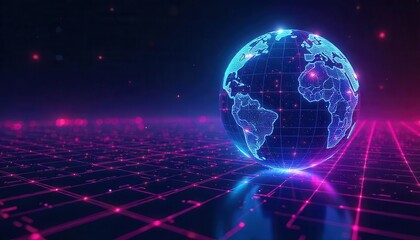 Fototapeta premium Global digital network visualizing earth's connectivity modern technology graphic design futuristic environment high-resolution view