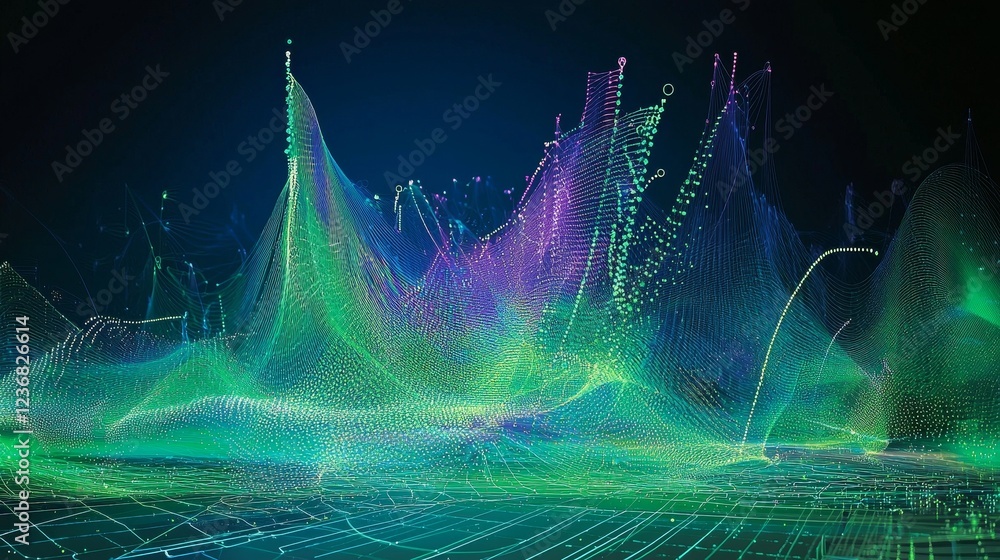 Poster colorful swirling visualizations of big data in abstract form