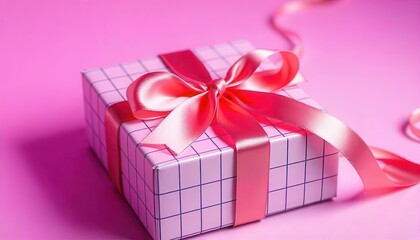 Obraz premium Gift-giving celebration festive occasion decorative present vibrant pink background close-up shot surprise concept