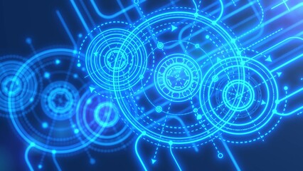 Technology background. Futuristic digital hi-technology banner. Engineering industry.