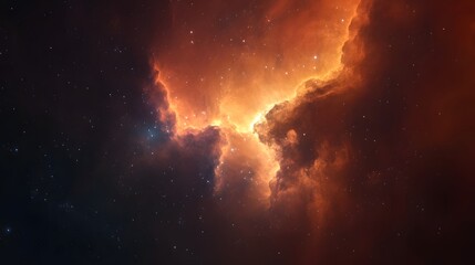 Fototapeta premium Dramatic and fiery cosmic swirl of a nebula explosion in deep space Vibrant glowing clouds of plasma and energy create a powerful and surreal celestial scene