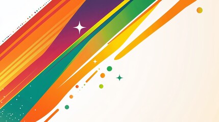 Fototapeta premium rainbow stripes and rainbows emerging from the top left corner, with colorful gradients and a white background