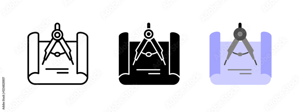 Poster divider with blueprint icon. drafting geometry vector illustration. engineering project layout symbo