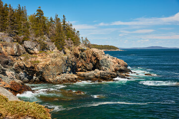 Rocky cliffs of Maine Coastline, USA