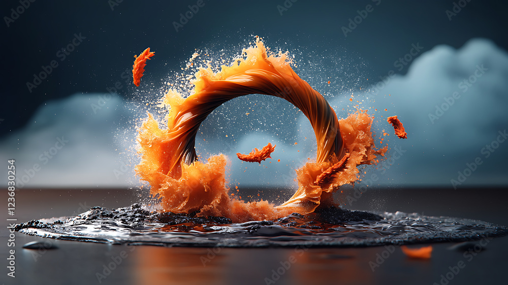 Poster dynamic visualization of global rainfall patterns circular fluid map digital art atmospheric environ