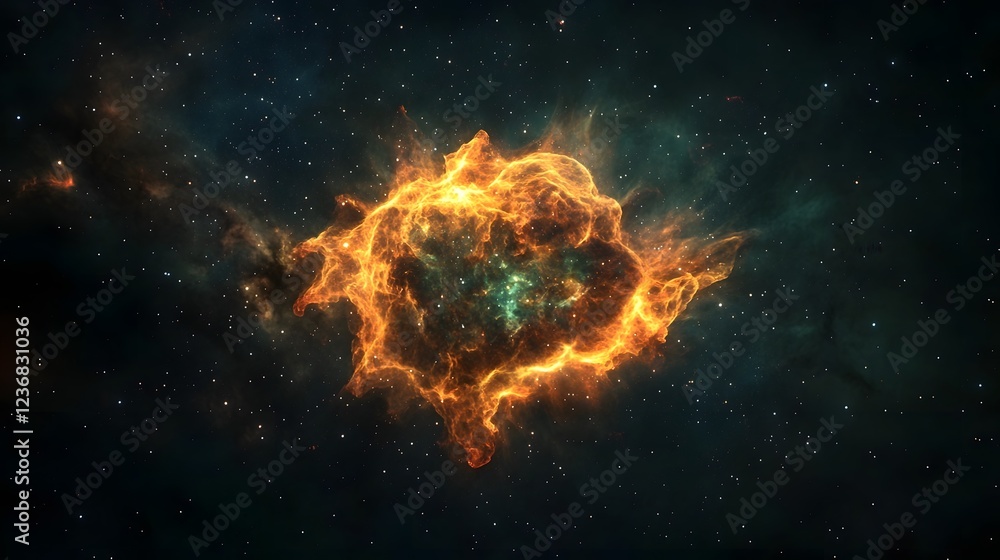 Aufkleber dramatic image of a fiery cosmic explosion within a vibrant colorful galactic nebula