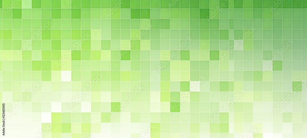 Poster a light green square background with a vertical mosaic or pixel pattern
