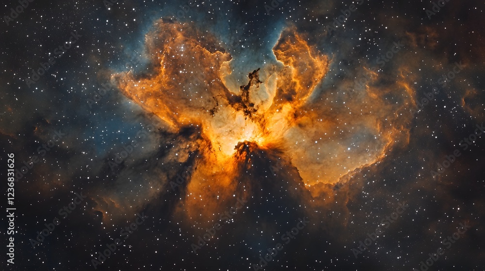 Poster explosive cosmic inferno a dramatic depiction of a fiery celestial collision igniting a powerful gal