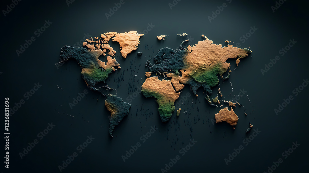 Poster dynamic digital rainfall map visualizing global weather fronts interactive data representation moder