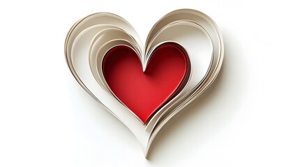 Paper Pages Forming a Red Heart Shape