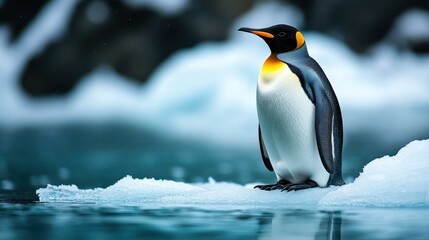 Fototapeta premium King Penguin on Antarctic Ice Floe