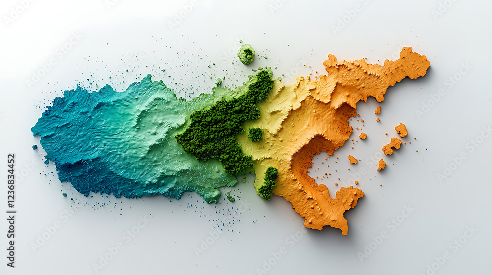 Poster dynamic gradient rainfall map visualization of weather patterns across regions data visualization ab