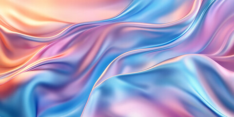 Banner with shiny multi colored silk textile texture with folds background