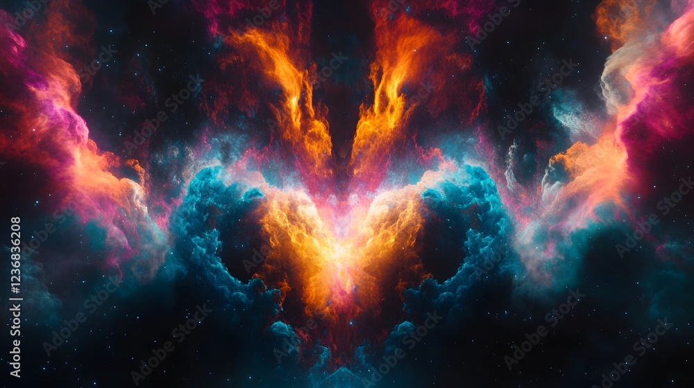 Aufkleber mesmerizing cosmic explosion of vibrant galactic energies bursting with luminous celestial radiance 