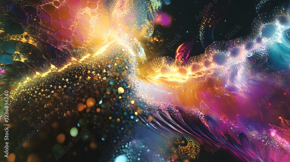 Fototapete mesmerizing cosmic explosion of vibrant colors glowing particles and ethereal energy in a captivatin