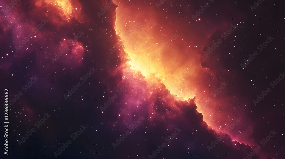 Poster mesmerizing cosmic landscape a breathtaking image showcasing the vibrant and luminous nebula ablaze 