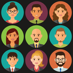 set of faces