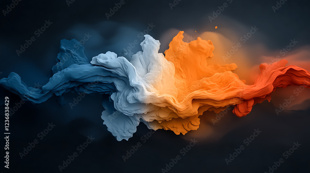 Poster mesmerizing rainfall data map visualization abstract digital art soft gradients dark environment aes