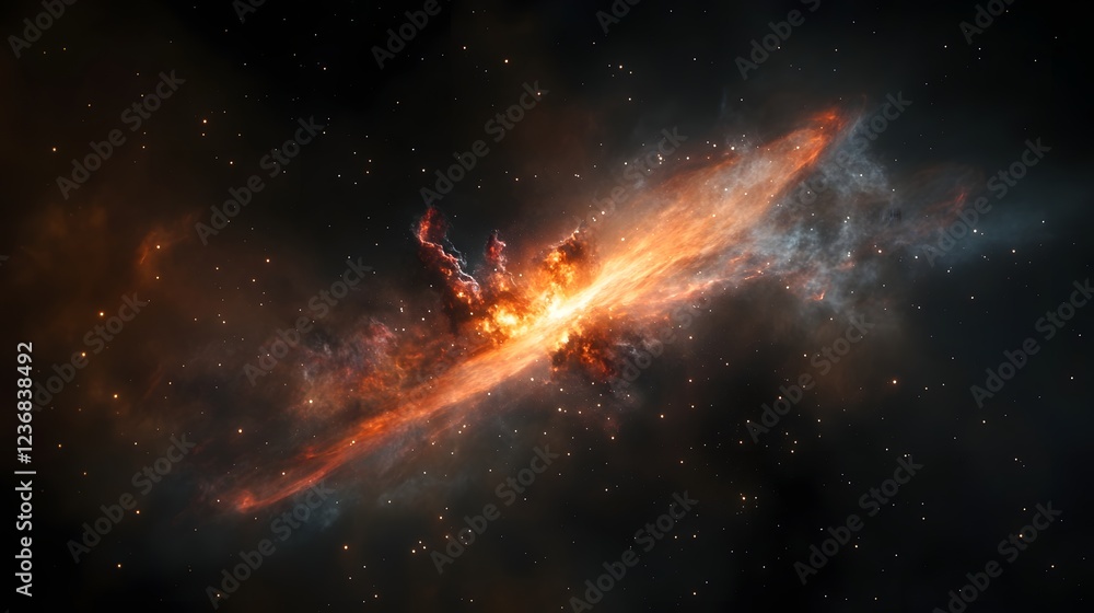 Fototapete powerful and dramatic image of a fiery cosmic explosion within a nebula in deep space showcasing the