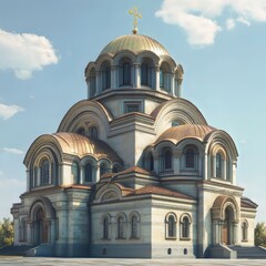 Fototapeta premium Ornate church with golden domes