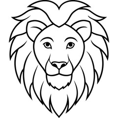 Single Line Lion Head Vector Art