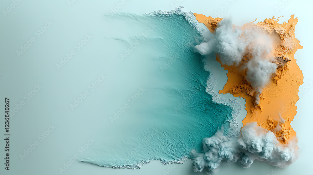 Poster rainfall data visualization for coastal and inland regions satellite mapping analysis dynamic weathe