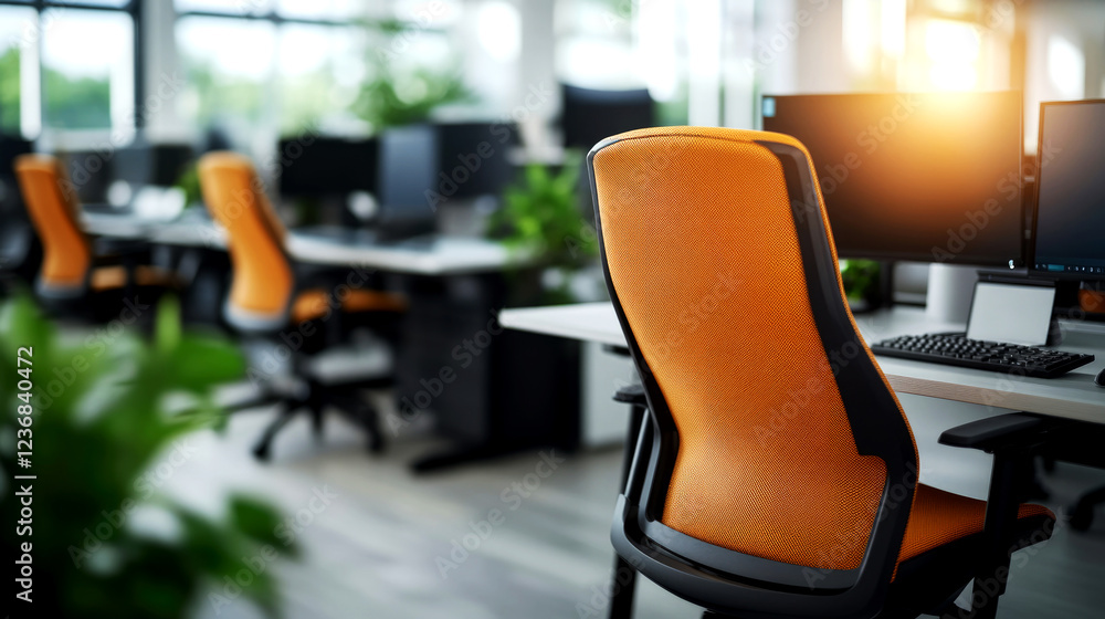 Poster boosting productivity in modern office spaces a focus on ergonomic design and efficient workstations