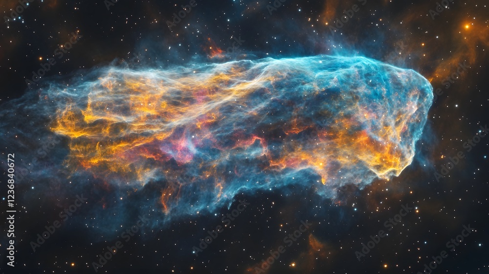 Poster vibrant and captivating cosmic nebula shimmering with fiery celestial energies in the vast expanse o