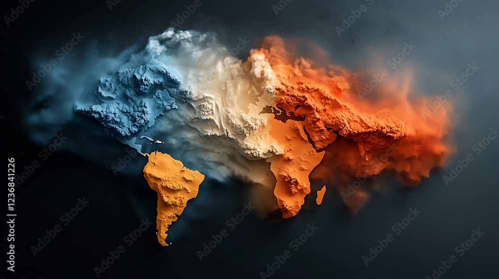 Poster rainfall density map visualization global overview data representation atmospheric changes aerial pe