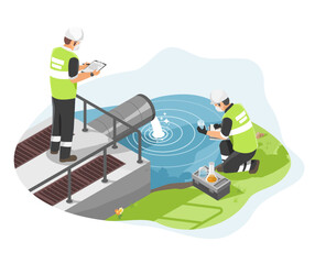 Wastewater quality from industry testing and inspection concept isometric isolated illustration