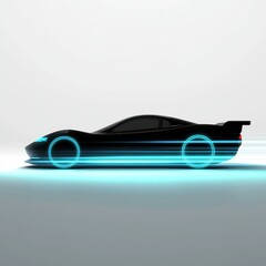 Fast black sports car, studio, speed lines, website banner