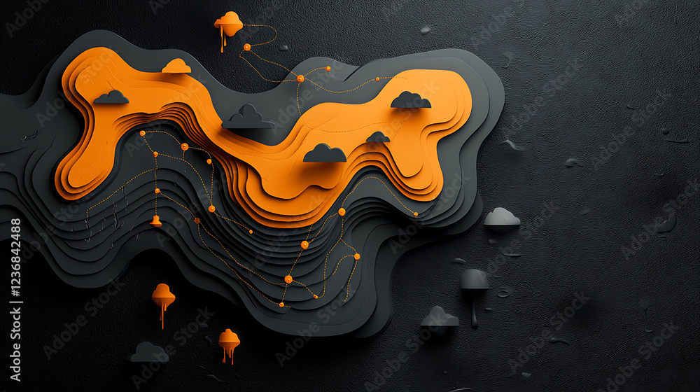 Poster dynamic rainfall density visualizations digital art abstract environment fluid design aerial view co