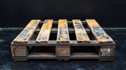 A lightweight wooden pallet with detailed textures, beautifully rendered on black 