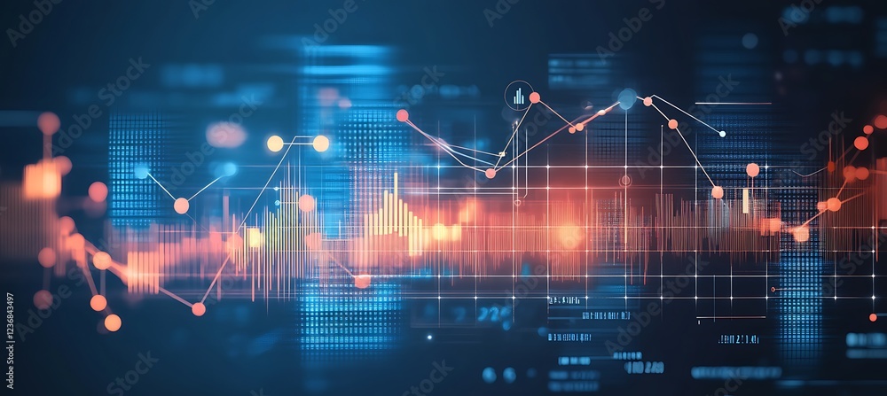 Poster futuristic abstract digital network with flowing visual data elements