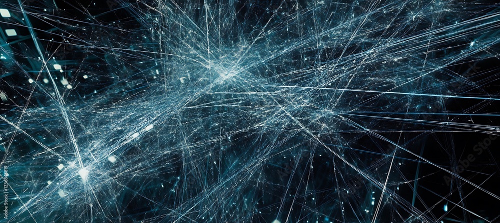 Poster futuristic abstract digital network with flowing data streams and connections