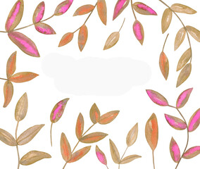 Watercolor Floral, watercolor pink brown branches Illustration. Hand painted isolated on white background.