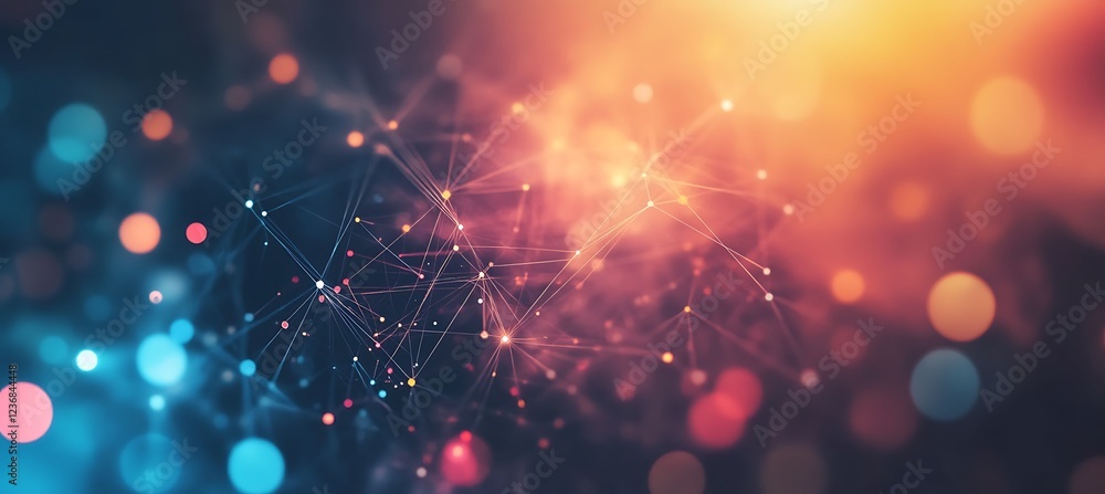Aufkleber an abstract digital network with business metrics