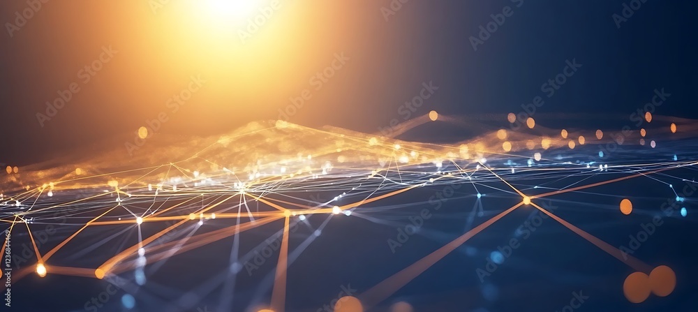 Aufkleber an abstract digital network with business metrics
