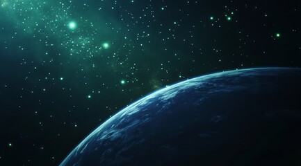 Fototapeta premium Planet Earthrise, cosmic background, space exploration