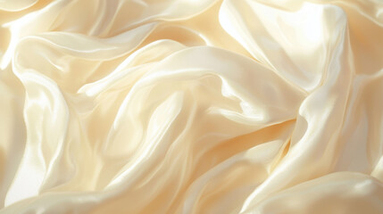 Fototapeta premium Luxurious flowing silk fabric in a soft creamy tone with elegant draping
