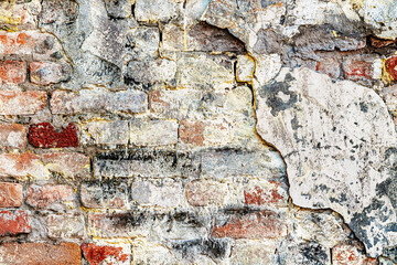 Old ruined brick wall pattern as background