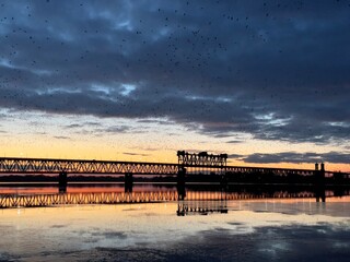 Fototapeta premium sunset over the river