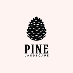 Pine Cone Vintage Logo Icon Vector Design Template Silhouette