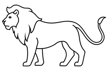 Single Stroke Lion Art Vector