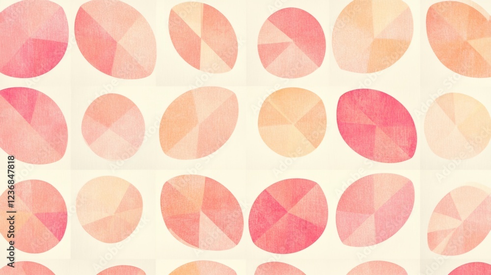 Poster geometric circles in pink and orange with a gradient effect, forming an abstract star or flower patt
