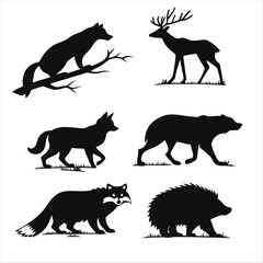 Fototapeta premium silhouettes of animals vart vector style design silhouette