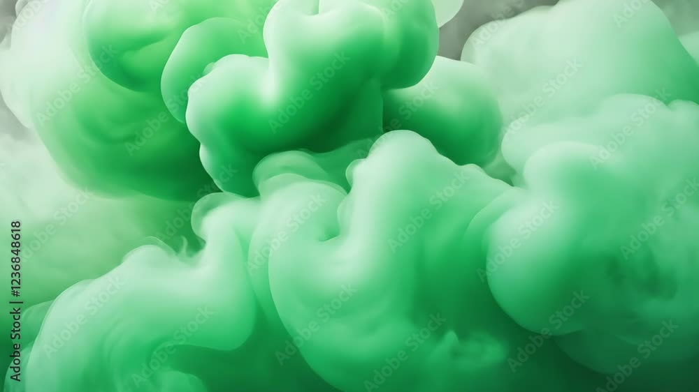 Poster green cloudscape with ethereal mist and zero gravity effect in a dreamlike atmosphere perfect for fu